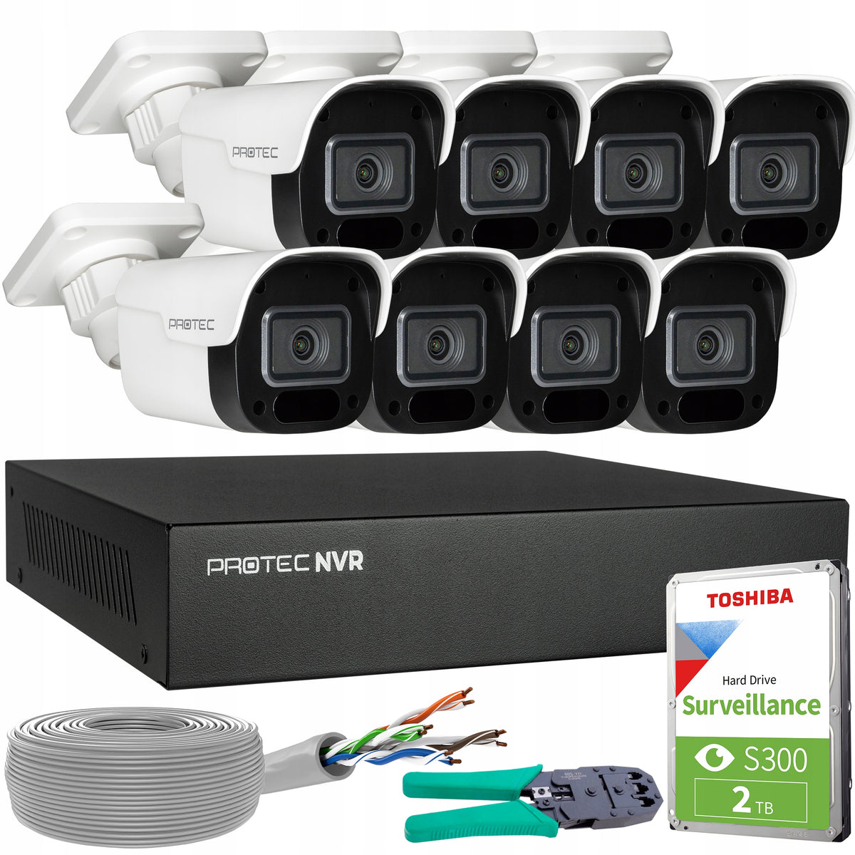 8 PoE IP Camera Monitoring Kit 4Mpx with Microphone Online Preview with HDD