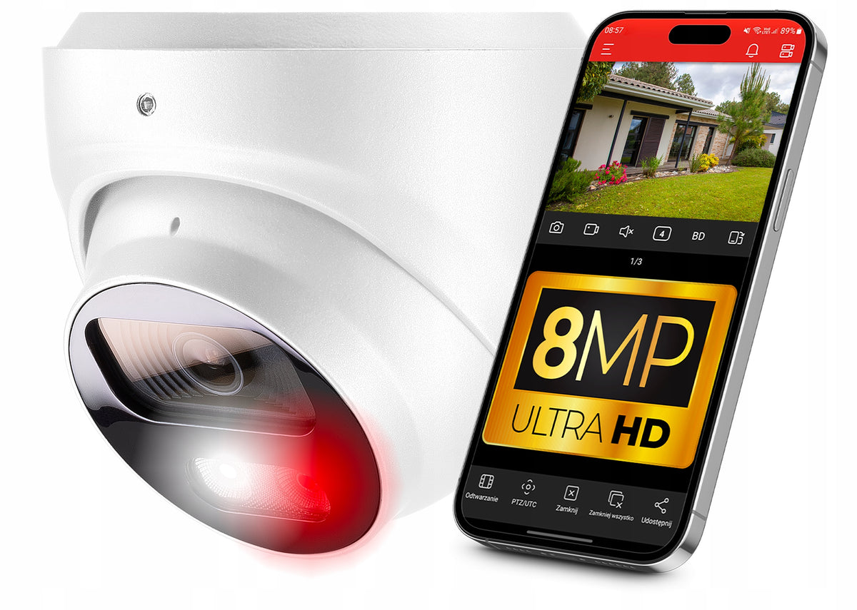 8MPx 4K PoE Monitoring IP Camera 3840x2160p Dome