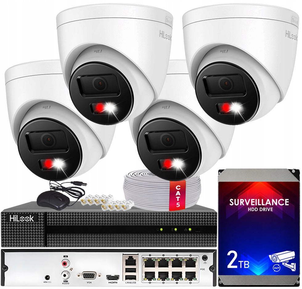 8MPx Monitoring Kit IP Cameras Outdoor 4K Live Guard HiLook Hikvision