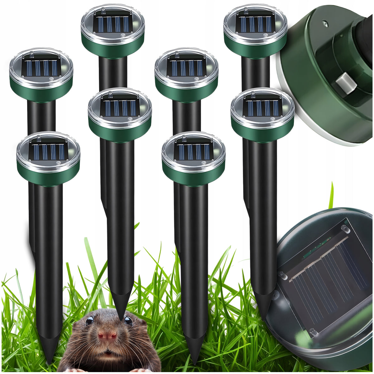 8X STRONG MOLE REPELLENT MICE VOLES MARTENS SOLAR RODENTS 6800m²