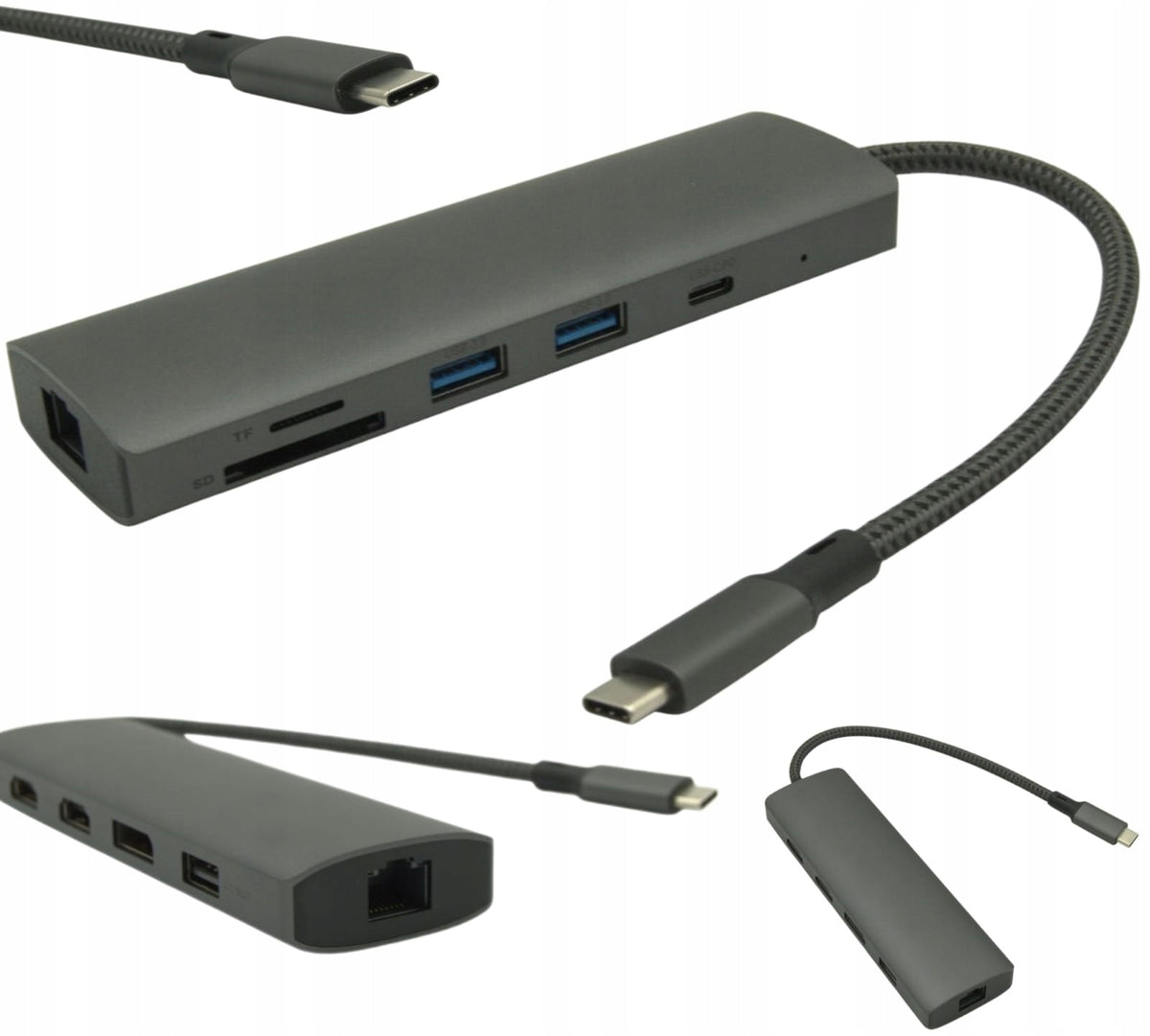 8in1 Dual USB-C Monitor Adapter for Laptop 2xHDMI 4K SD LAN PD 100W RJ45