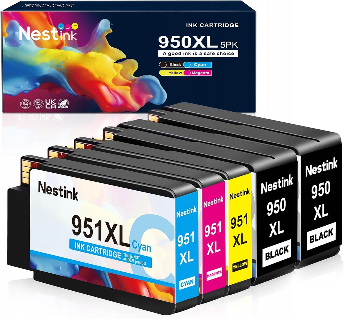 950XL Replacement Ink Cartridges for HP 951XL High Yield 5 Pack