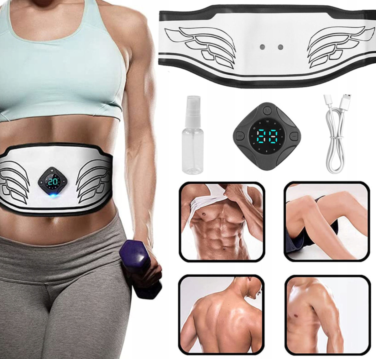 ABDOMINAL MUSCLE ELECTROSTIMULATOR EMS SLIMMING BELT WITH EXTENSION