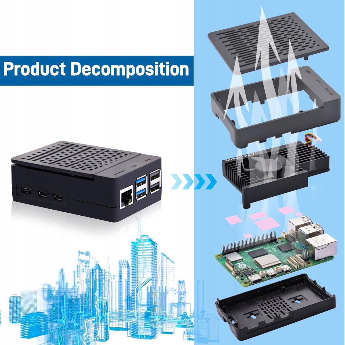 ABS HOUSING UP TO PI 5 WITH ACTIVE COOLING AND PI5 COOLING SUPPORT Manufacturer Raspberry pi