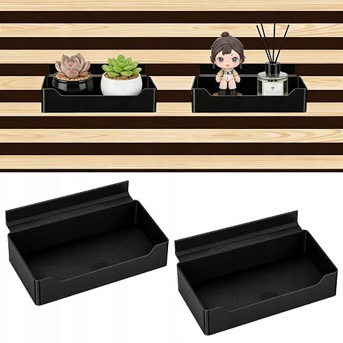 ACOUSTIC PANEL SHELF BLACK ABS FOR OFFICE LIVING ROOM WITHOUT DRILLING 2 PCS.