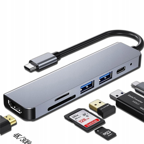 ADAPTER TYPE-C HDMI + TYPE-C + USB + DEX card reader