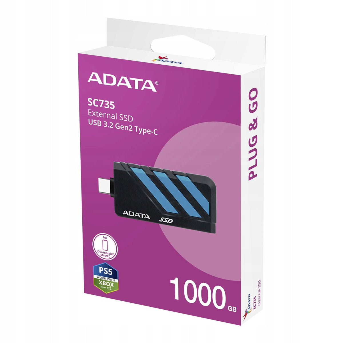 ADATA SC735 /1TB/SSD/Externí/Modrá/5R Manufacturer Adata