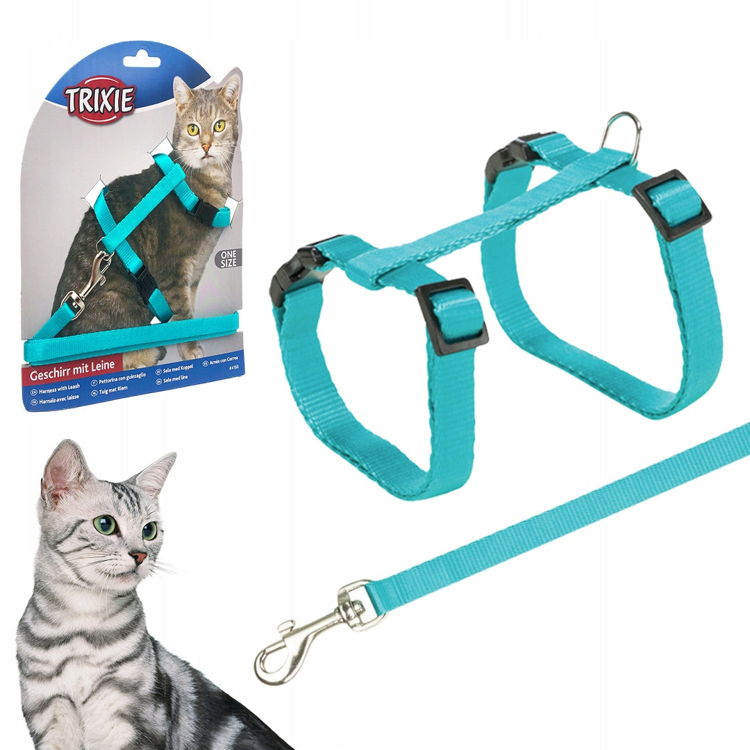 ADJUSTABLE HARNESS WITH LANYARD FOR CAT TRIXIE 27-45CM (ASSORTED COLORS)