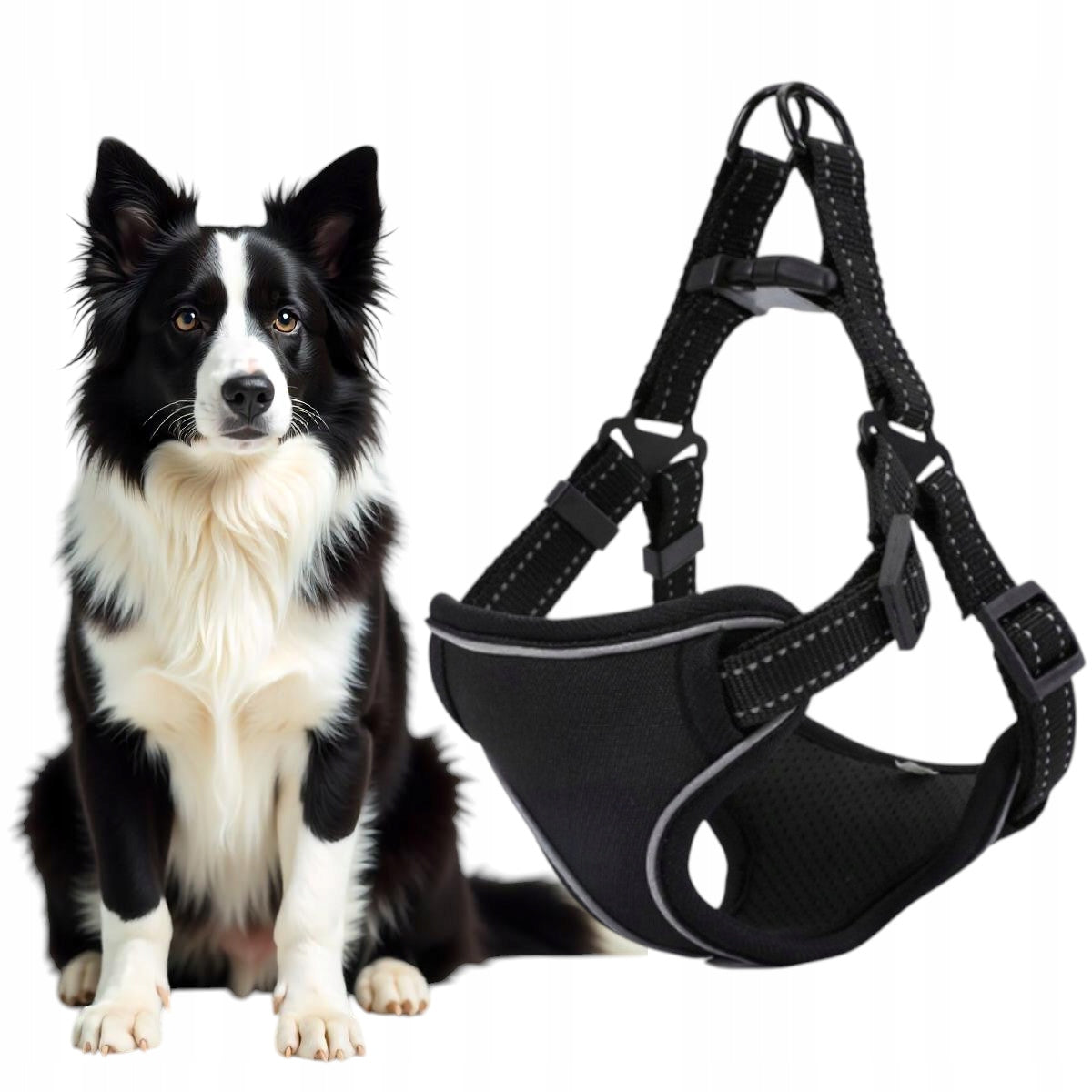 ADJUSTABLE PRESSURE-FREE DOG HARNESS COMFORTABLE REFLECTIVE SIZE L