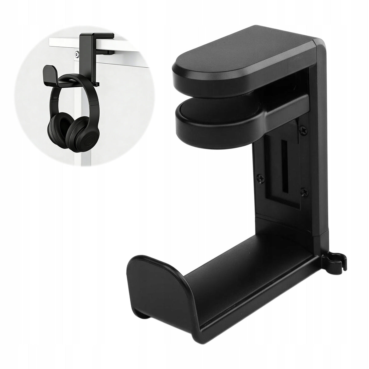 ADJUSTABLE TABLE CLAMP FOR HEADPHONE STAND WITH 360° ROTATING HOOK