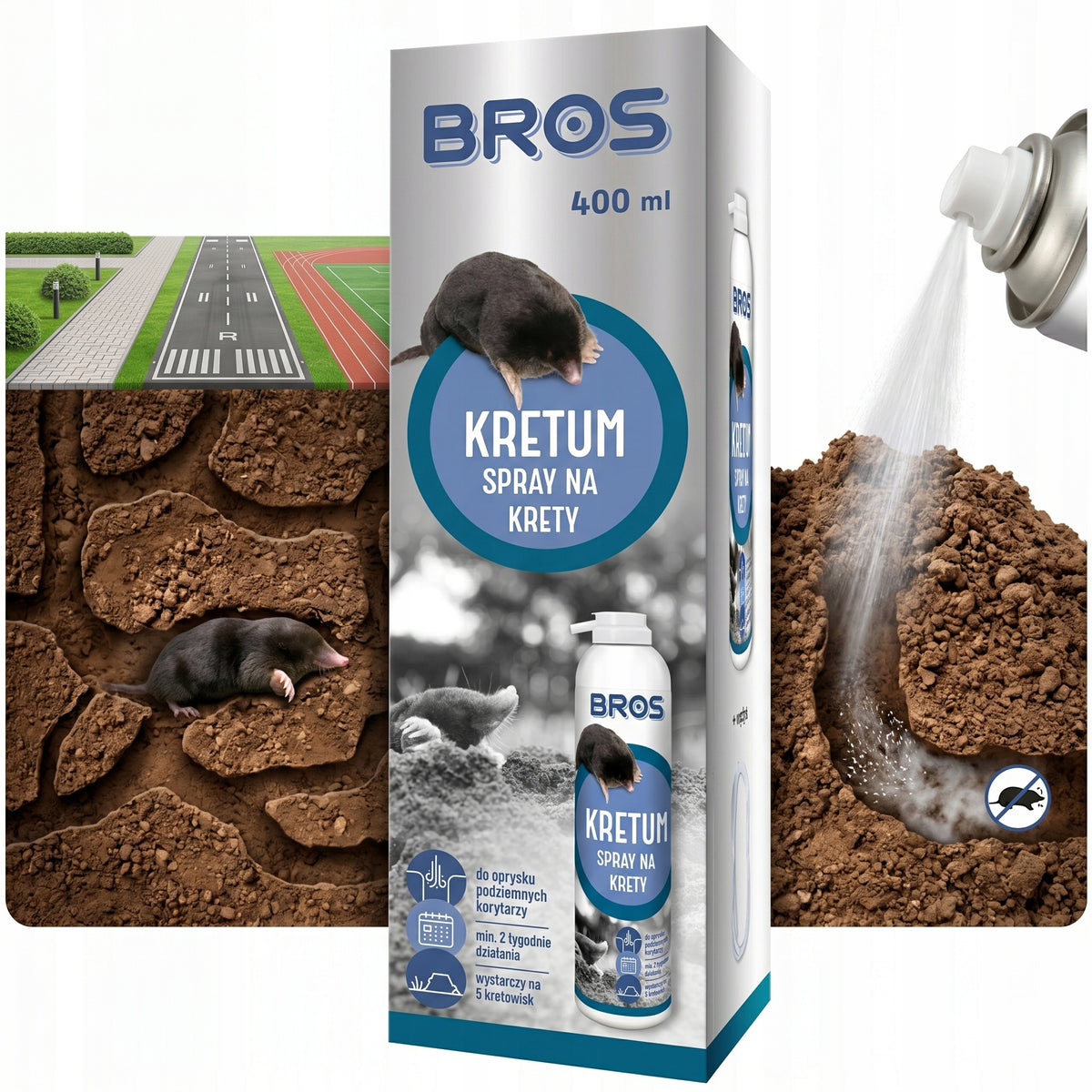 AGENT BROS MOLE CRETE DETERRENT SPRAY FOR GARDEN AND LAWN 400ml Packaging status original