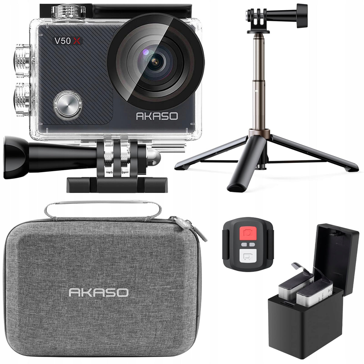 AKASO Sports Camera 4K 30FPS WiFi 40M EIS Waterproof Kit