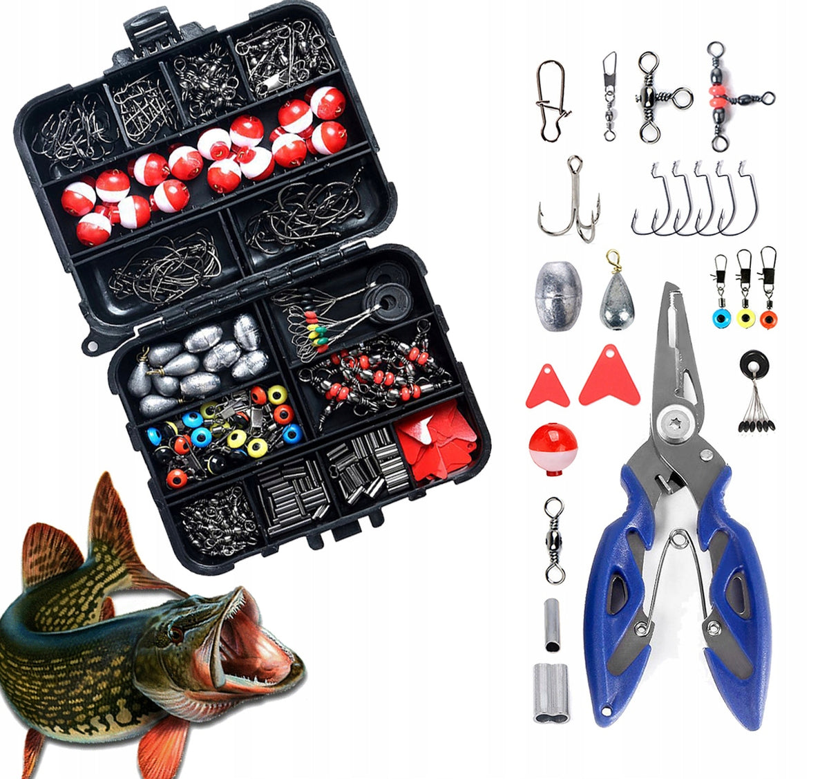 AKCESORIA FISHING HOOK WEIGHT LEADER SWIVEL GROUND SET
