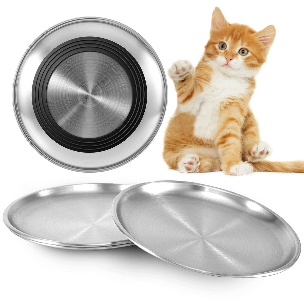 ALAOO CAT FOOD BOWL 4 PIECES STAINLESS STEEL CAT BOWL