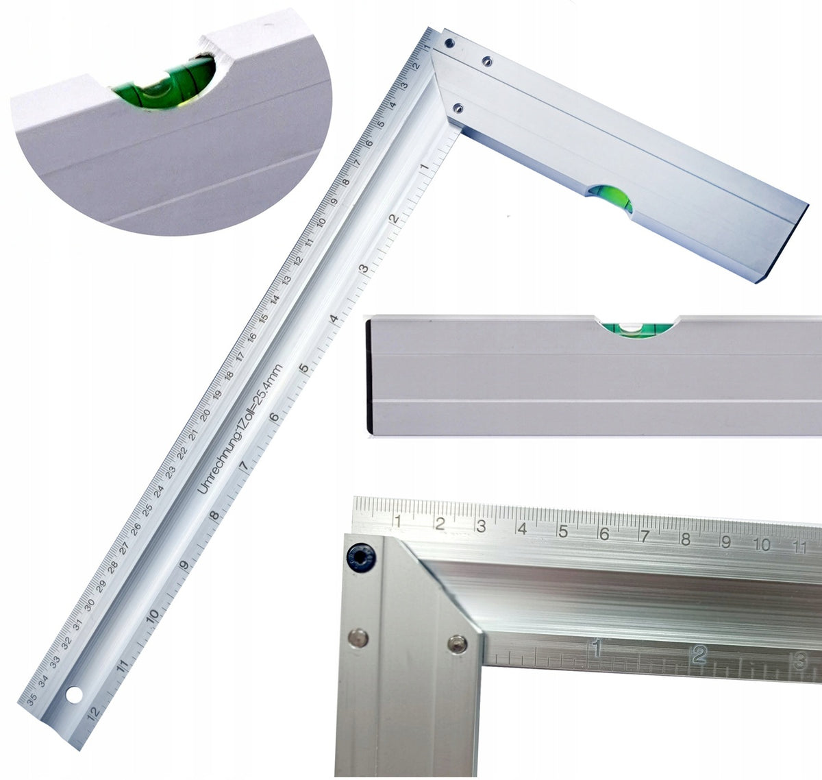 ALUMINUM ANGLE WITH LEVEL CONVENIENT PRECISION MEASUREMENT 350MM