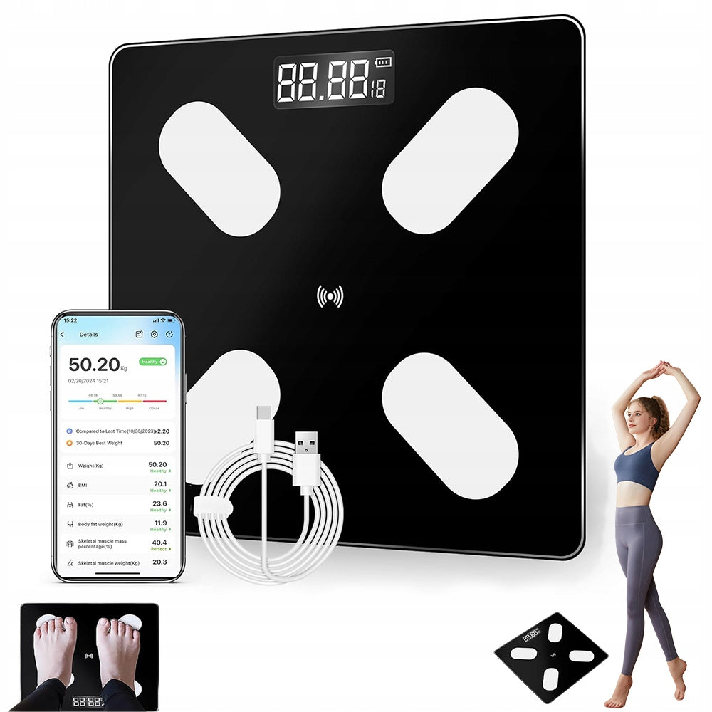 ANALYTICAL BATHROOM SCALE WITH SMARTPHONE APP MUSCLE FAT MEASUREMENT