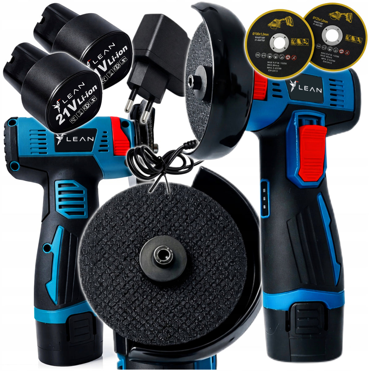 ANGLE GRINDER FOR CORDLESS CUTTING 15000 RPM 2xDISC 2xAKU 21V
