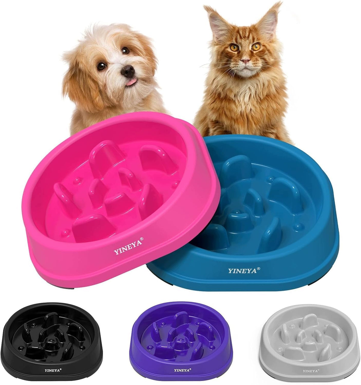 ANTI-CHOKING DOG BOWL 2 PCS SLOW FEEDING