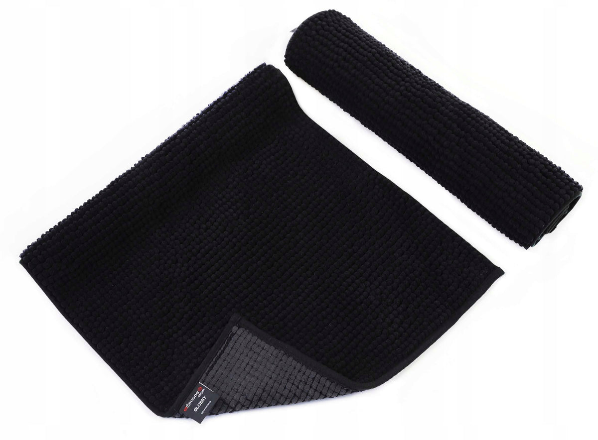 ANTI-SLIP BATHROOM CARPET BLACK GLOSSY 50X70 cm
