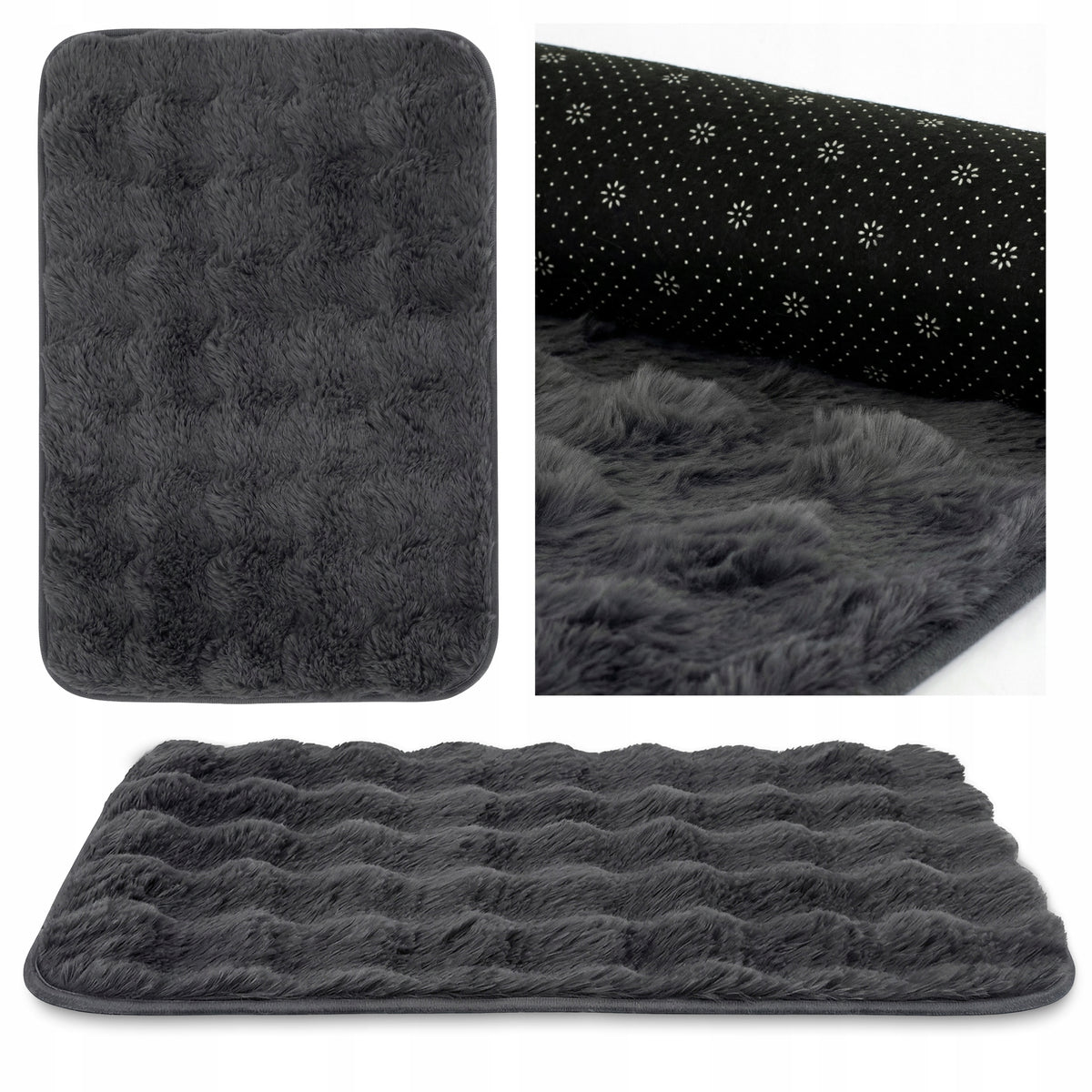 ANTI-SLIP RUG 50x70 CM SOFT ECO FUR RABBIT FOR LIVING ROOM BEDROOM