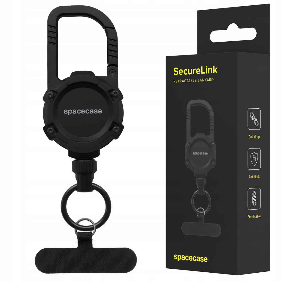 ANTI-THEFT HOLDER FOR KEY PHONE KEYCHAIN RETRACTION CORD ROLLED