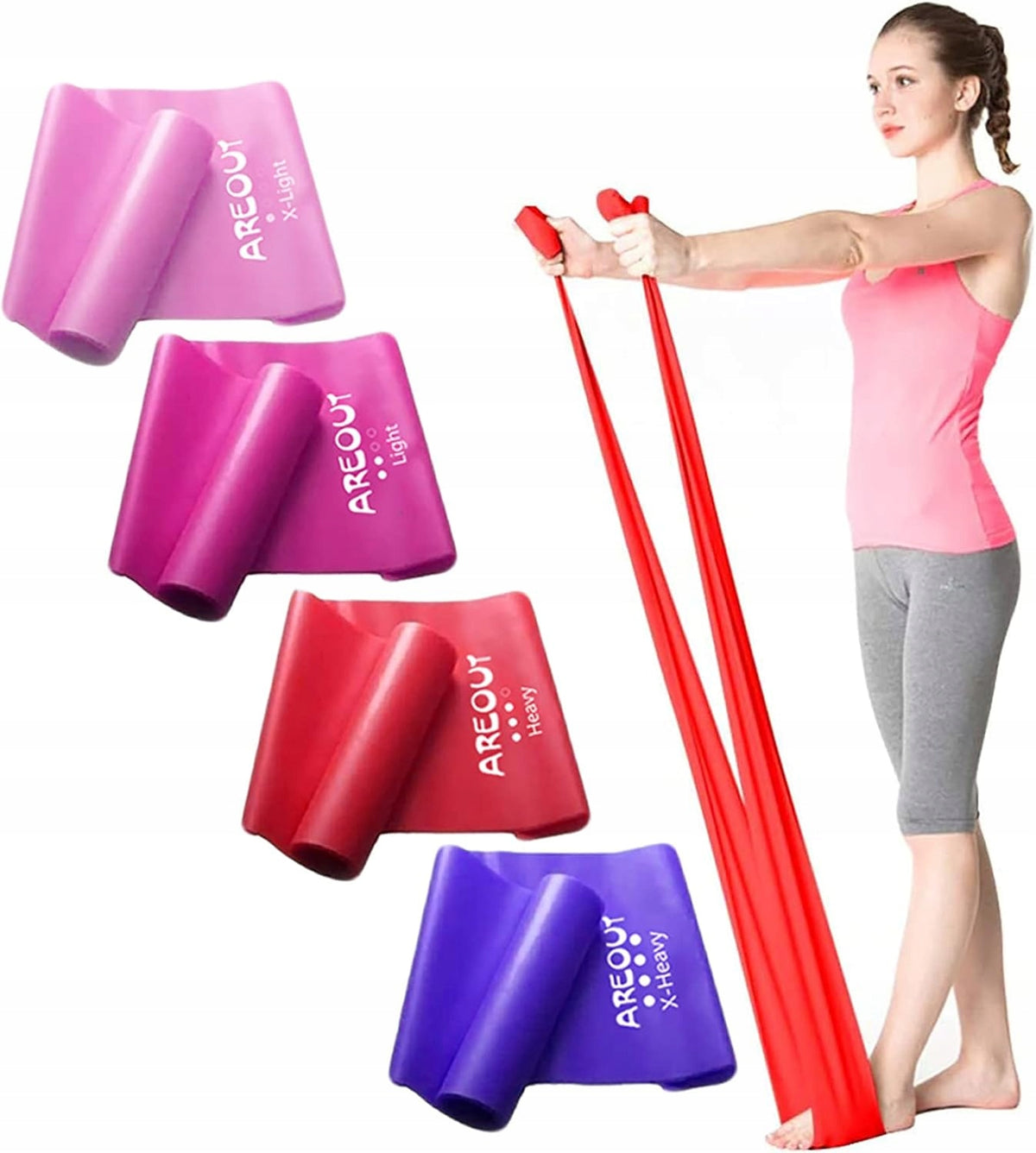 AREOUT Fitness Band Set - 4 Resistance Rubber for Training, Yoga and Gymnastics Brand no brand