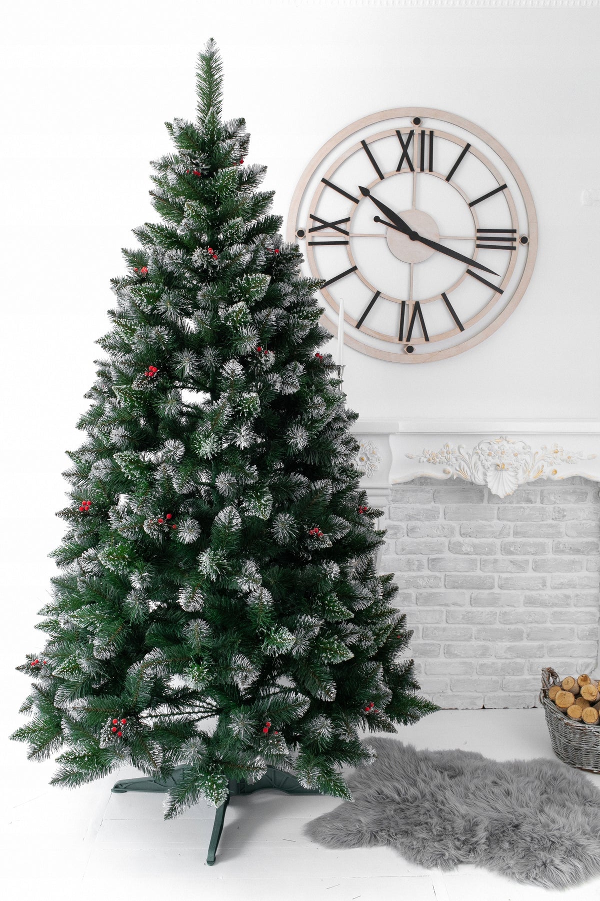 ARTIFICIAL CHRISTMAS TREE "CRYSTAL" 200 CM WITH WHITE TIPS AND CALLA Packaging status original