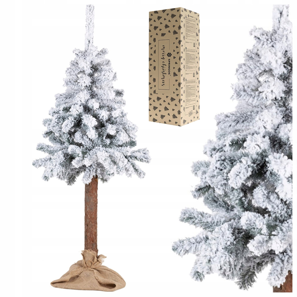ARTIFICIAL CHRISTMAS TREE ON THE TRUNK SPRUCE 160 cm THICK AS LIVE SNOWY + STAND