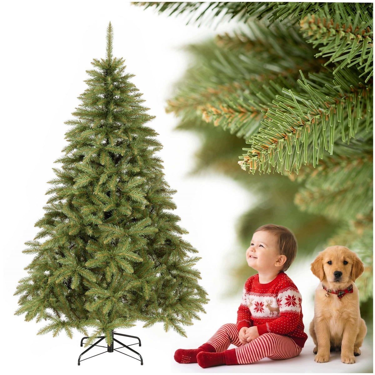 ARTIFICIAL CHRISTMAS TREE SCANDINAVIAN SPRUCE Caucasian DENSE 180cm STAND