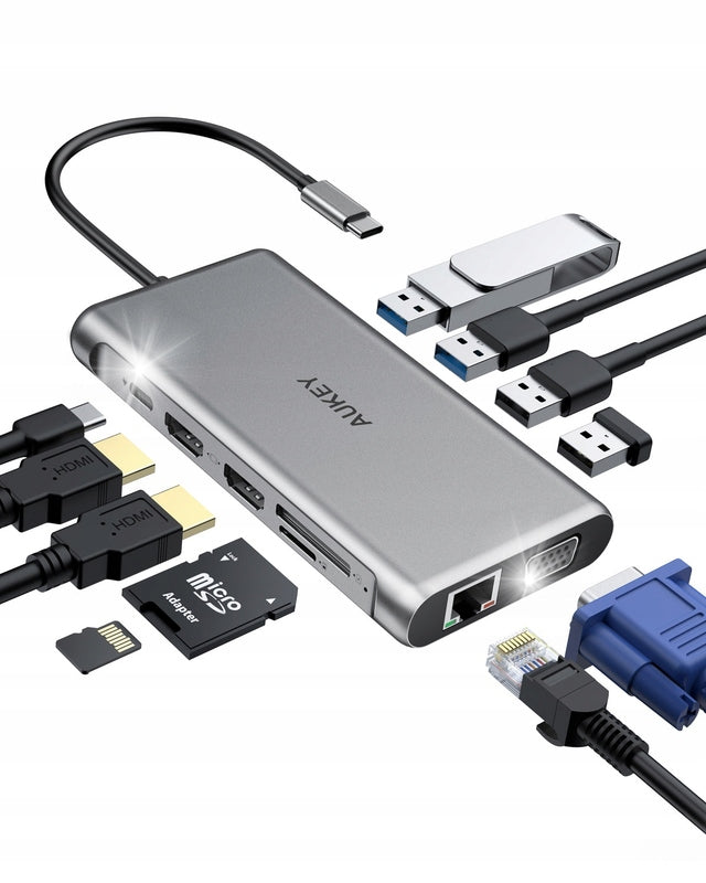 AUKEY CB-C78 USB-C HUB 12in1 PD 100W HDMI 4K VGA SD