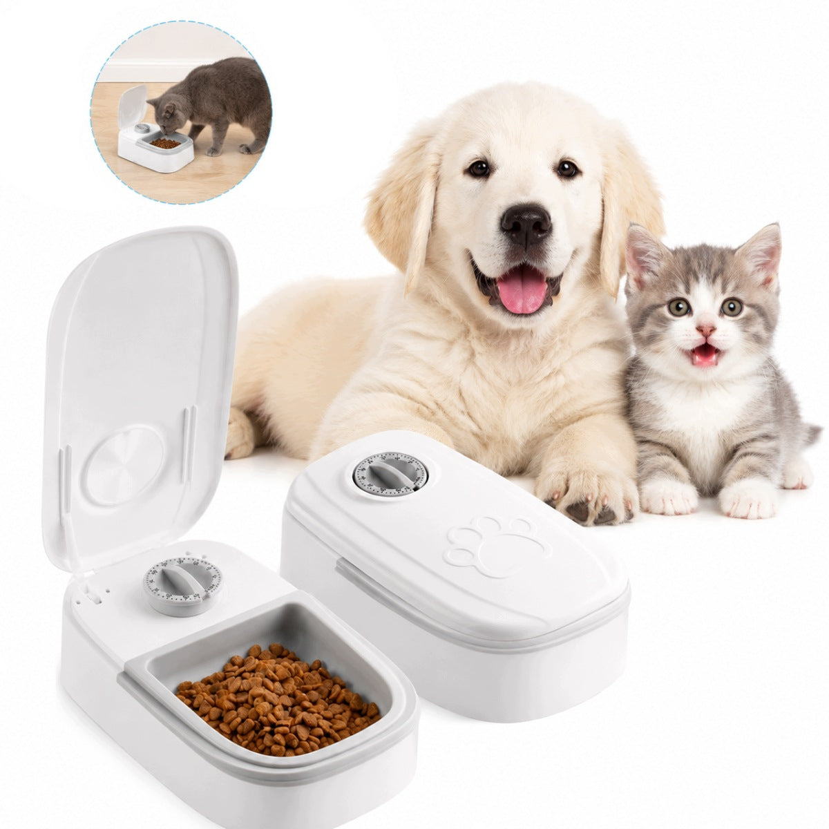 AUTOMATIC DOUBLE CAT DOG FOOD DISPENSER