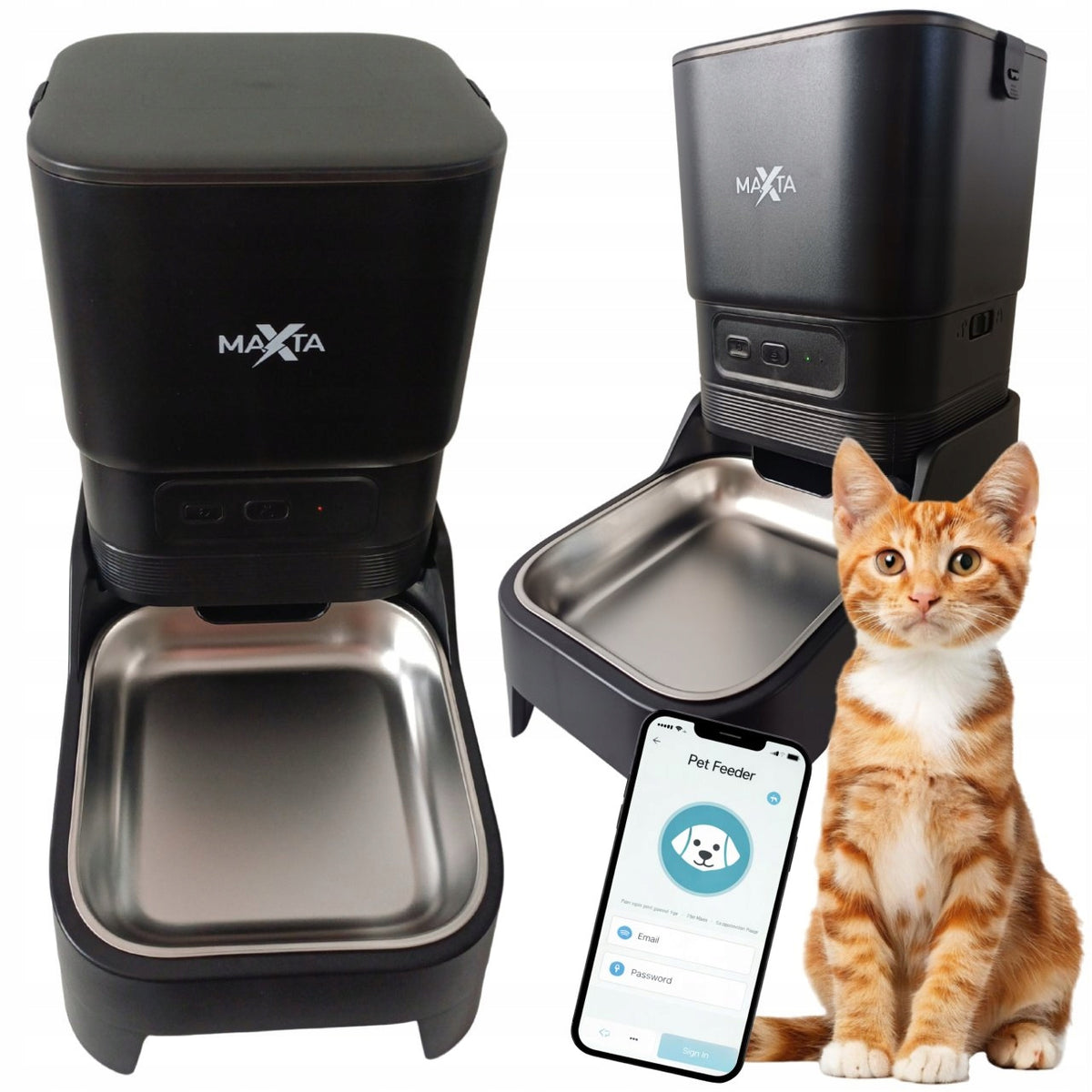 AUTOMATIC FOOD FEEDER 4 LITERS CAT DOG WIFI APPLICATION BATTERIES PF13