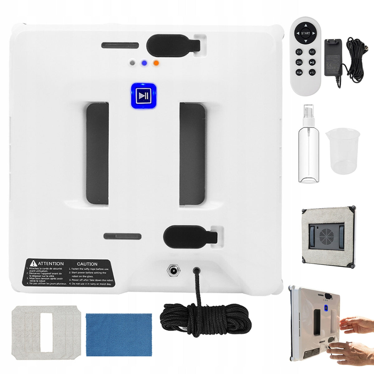 AUTOMATIC INTELLIGENT ROBOT WITH WASHER FOR WASHING WINDOWS WITH REMOTE CONTROL
