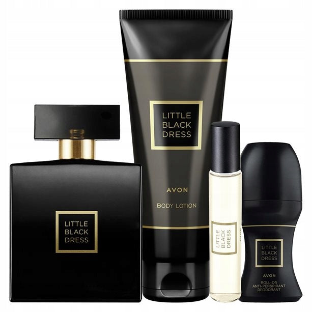 AVON SET LITTLE BLACK DRESS WATER BALL LOTION PERFUME 4 PIECES