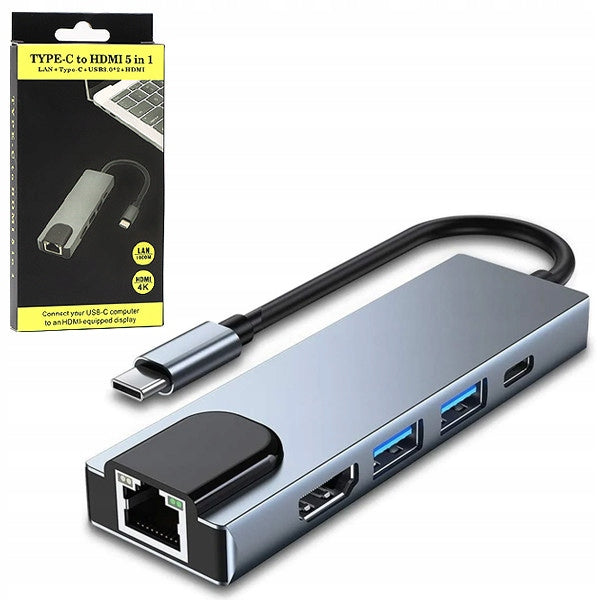 Adapter Splitter HUB 5 in 1 HDMI + TYPE-C + USB + RJ45 DEX