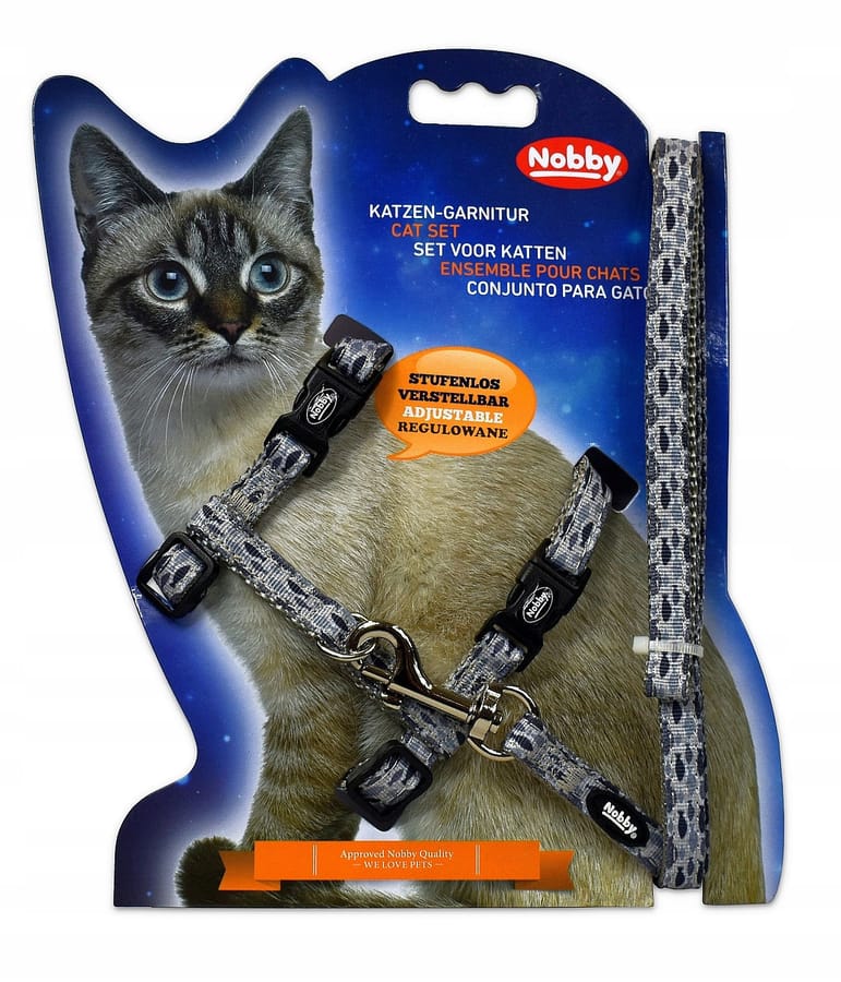 Adjustable Lightweight Harness with Cat Lanyard Nobby Cat Fish Harness + Leash