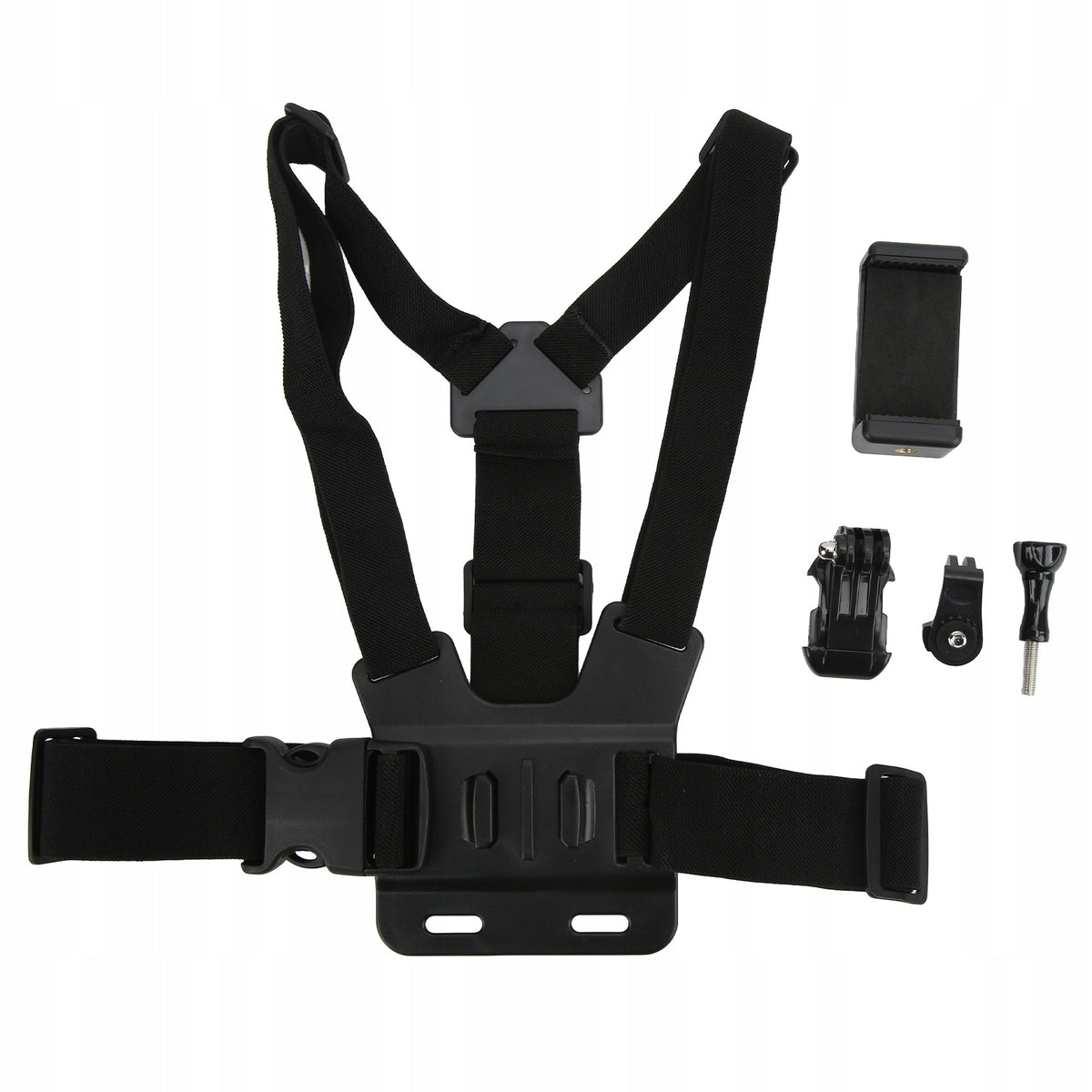 Adjustable chest mount strap with CF mobile phone