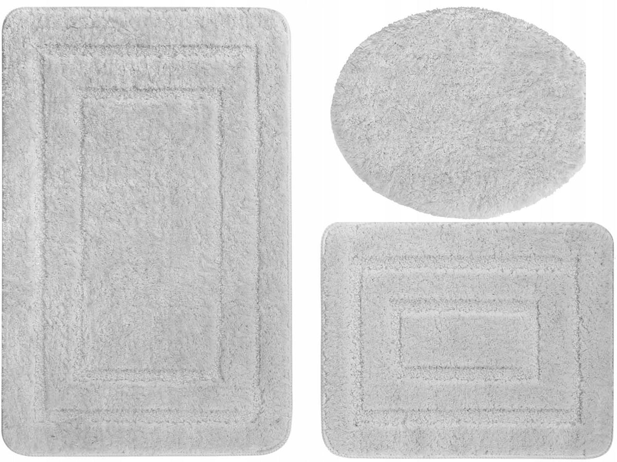 Alor Anti-Slip Bathroom Rug Jany Gray Popiel 3 pieces Set