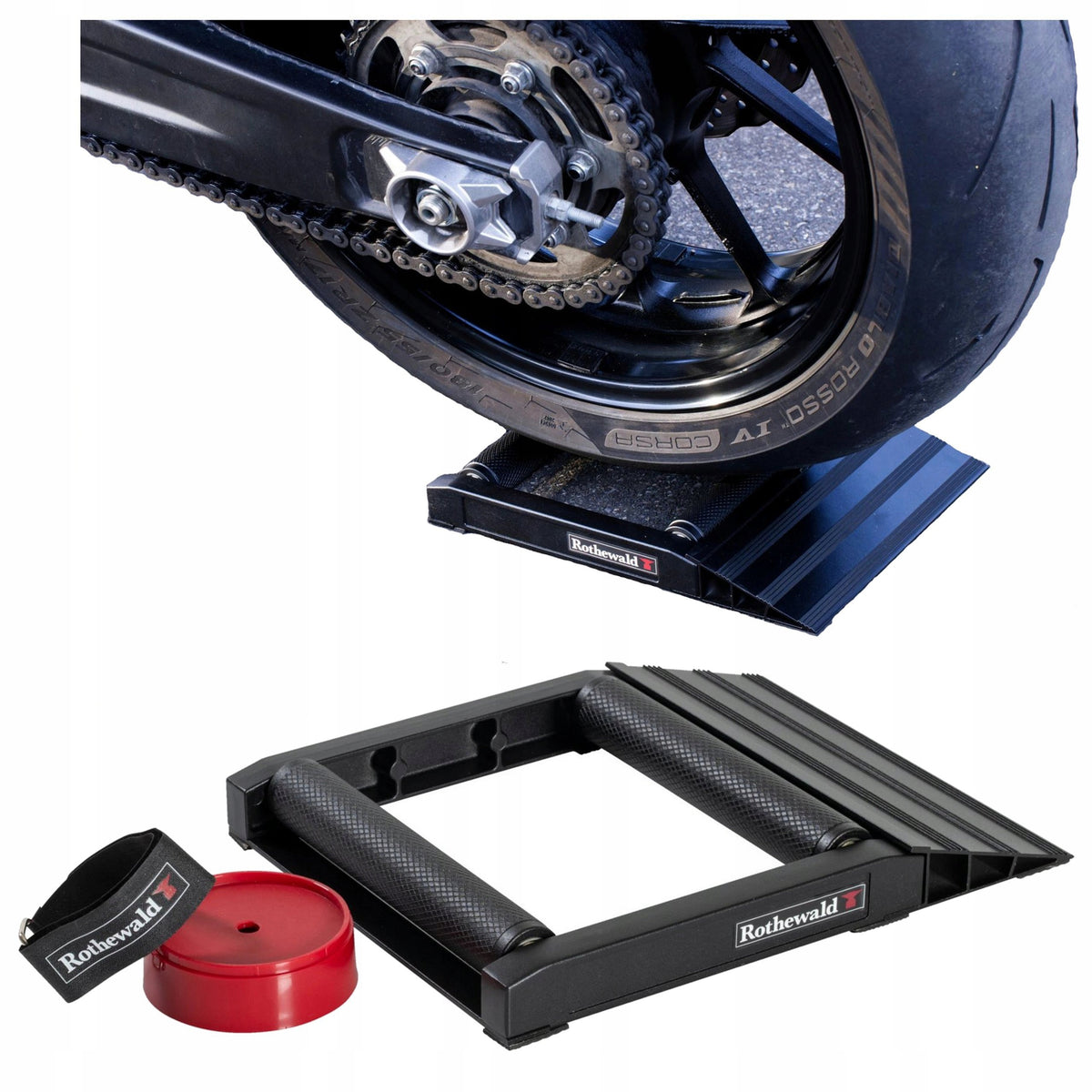 Aluminum Service Rollers Low Under Motorcycle Rear Wheel With Stand
