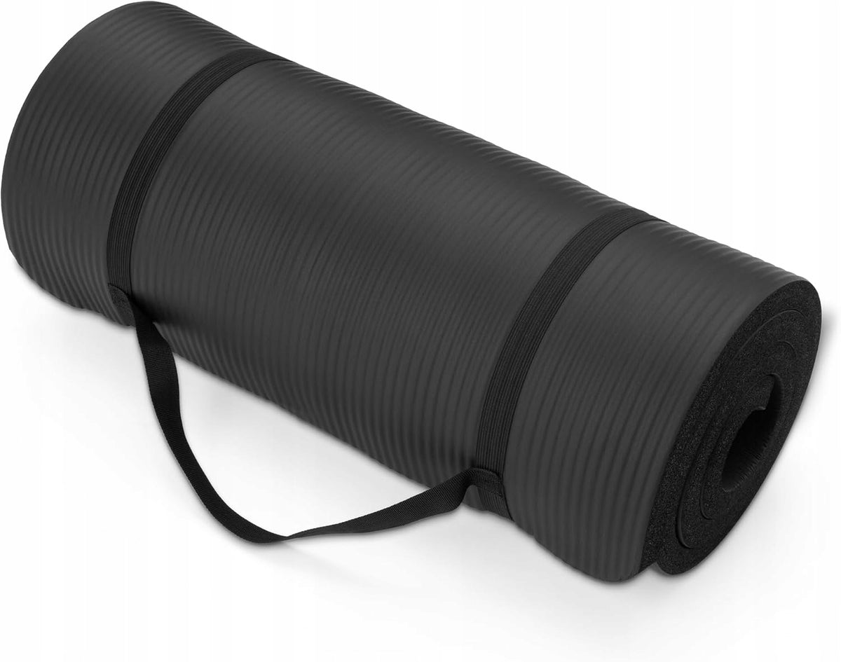 Amazon Basics Yoga Mat 2,5cm Non-Slip Shoulder Strap Black