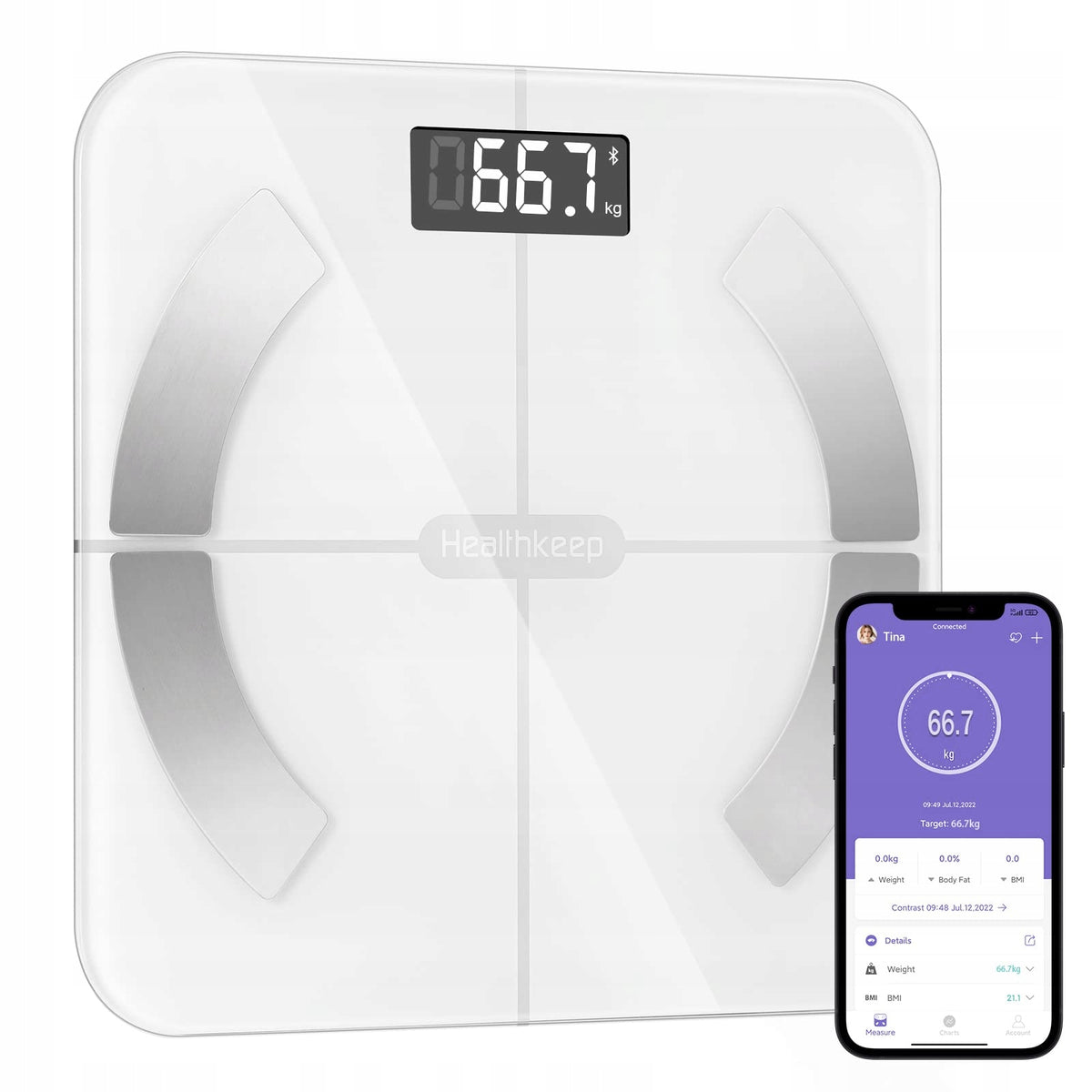 Analytical bathroom scale Healthkeep FG263LBW white application FITDAYS