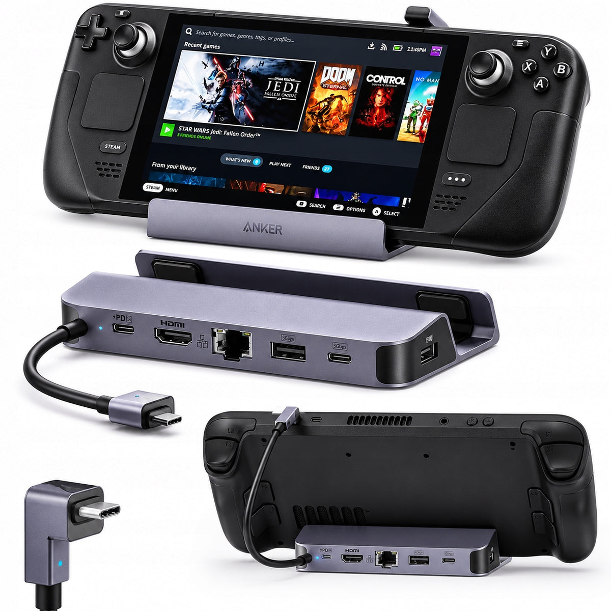 Anker Charging Station for Steam Deck/ROG Ally, 6-in-1 Charging Station