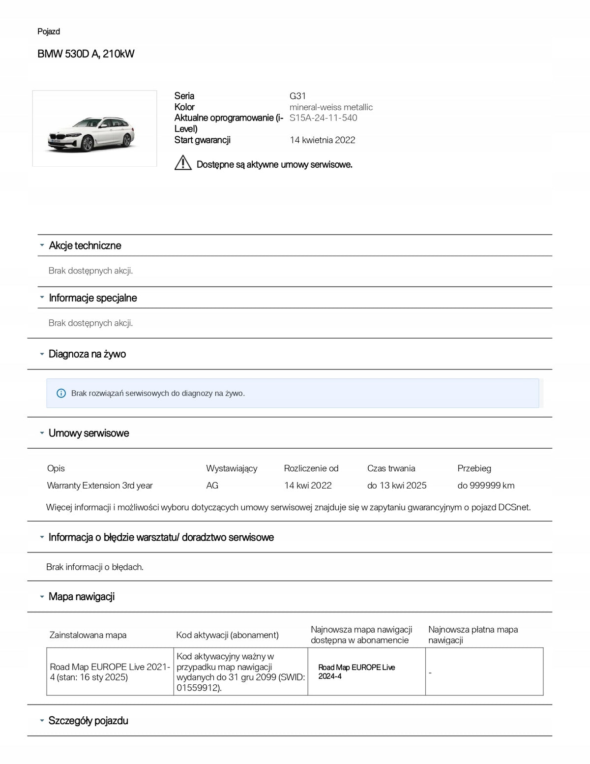 Automat BMW Service History ASO Mileage Report Service VIN PDF 23 Manufacturer code 0712121296308