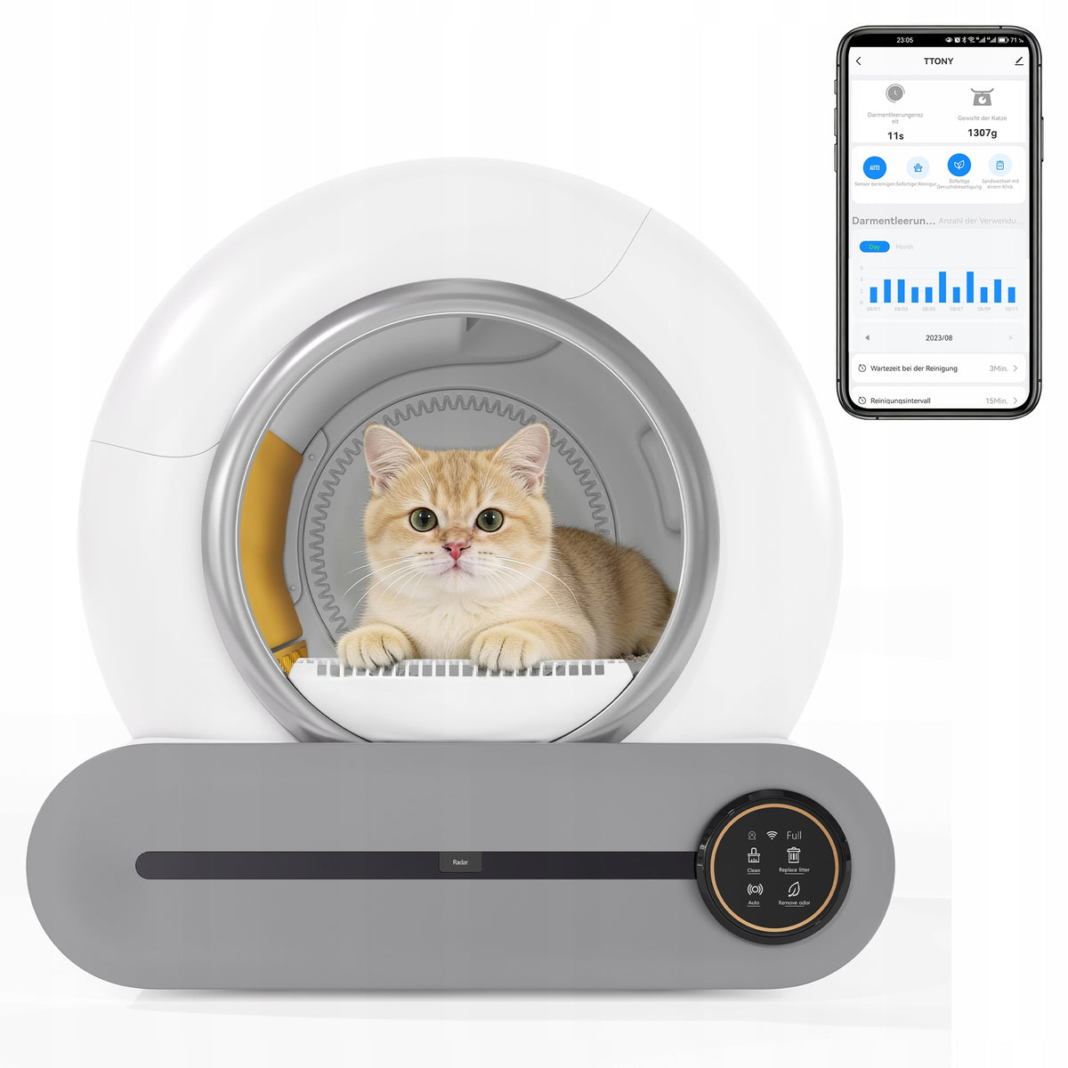 Automatic Cat Litter Box 65L Self-Cleaning Odor Elimination App Controlled