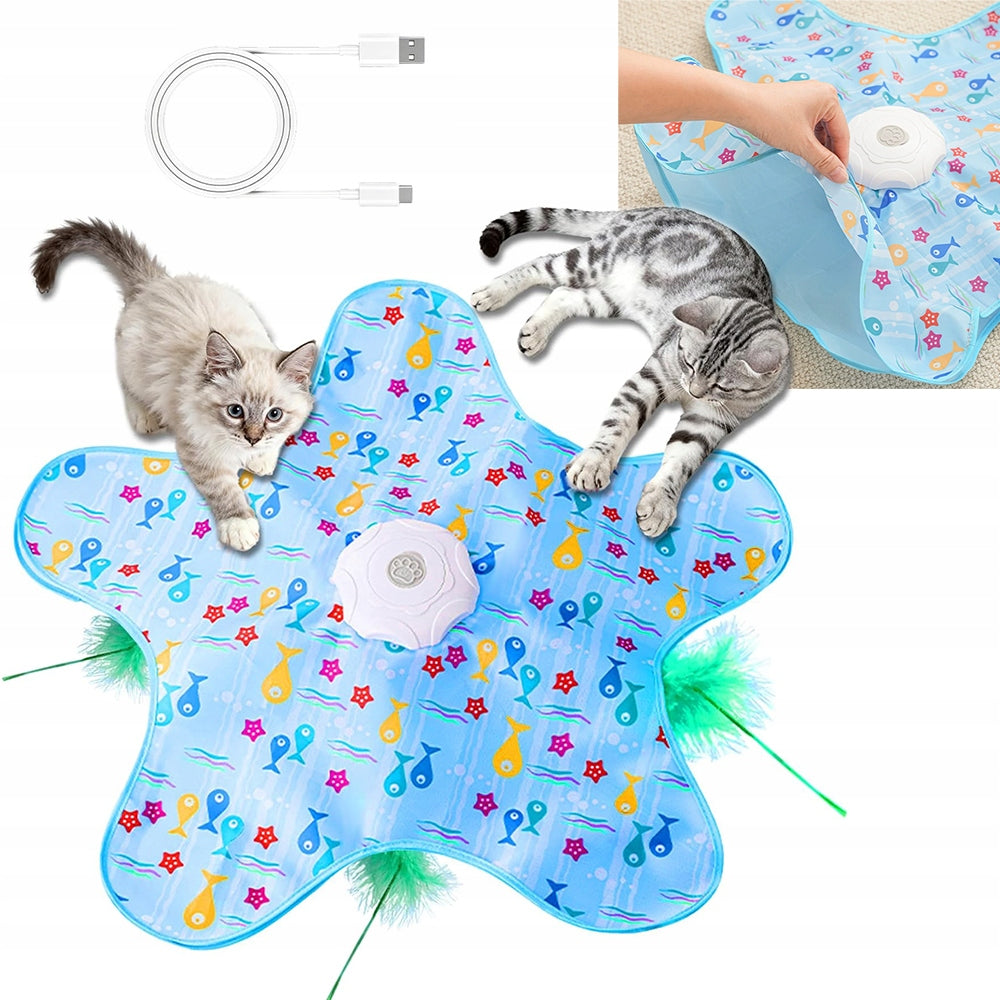 Automatic cat mat interactive toy with feather 60cm