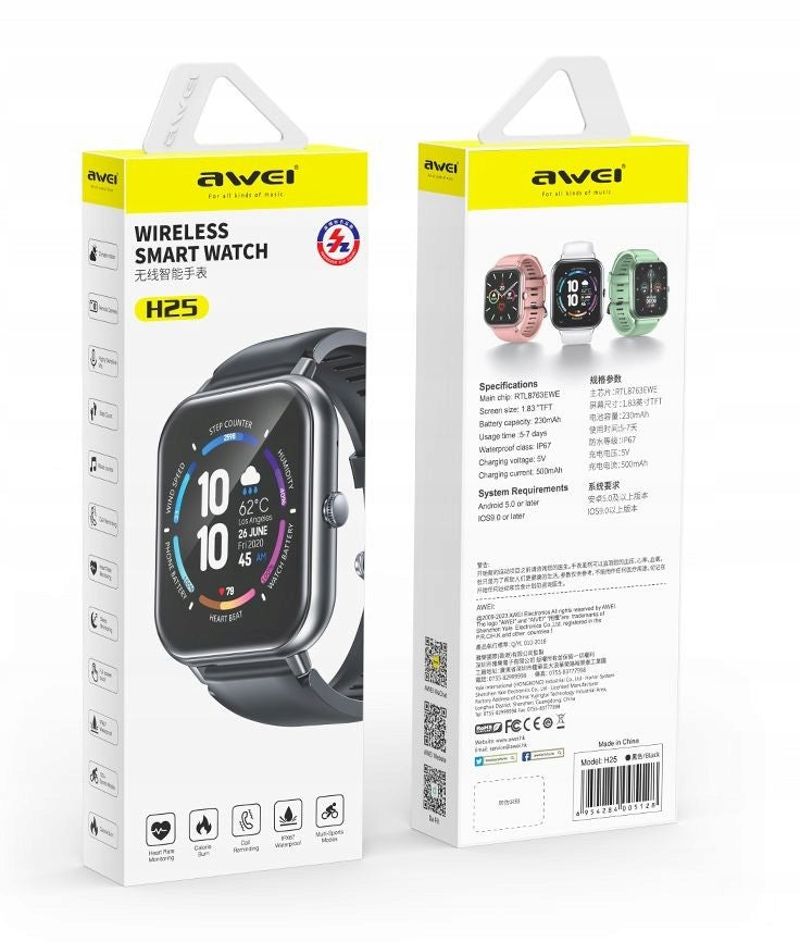 Awei H25, smart watch, silver Packaging status original