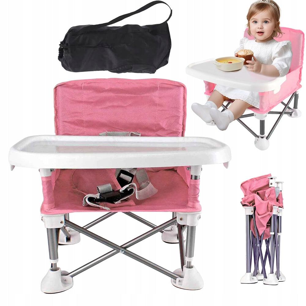 BABY HIGH CHAIR PINK FOLDING WITH SEAT BELTS