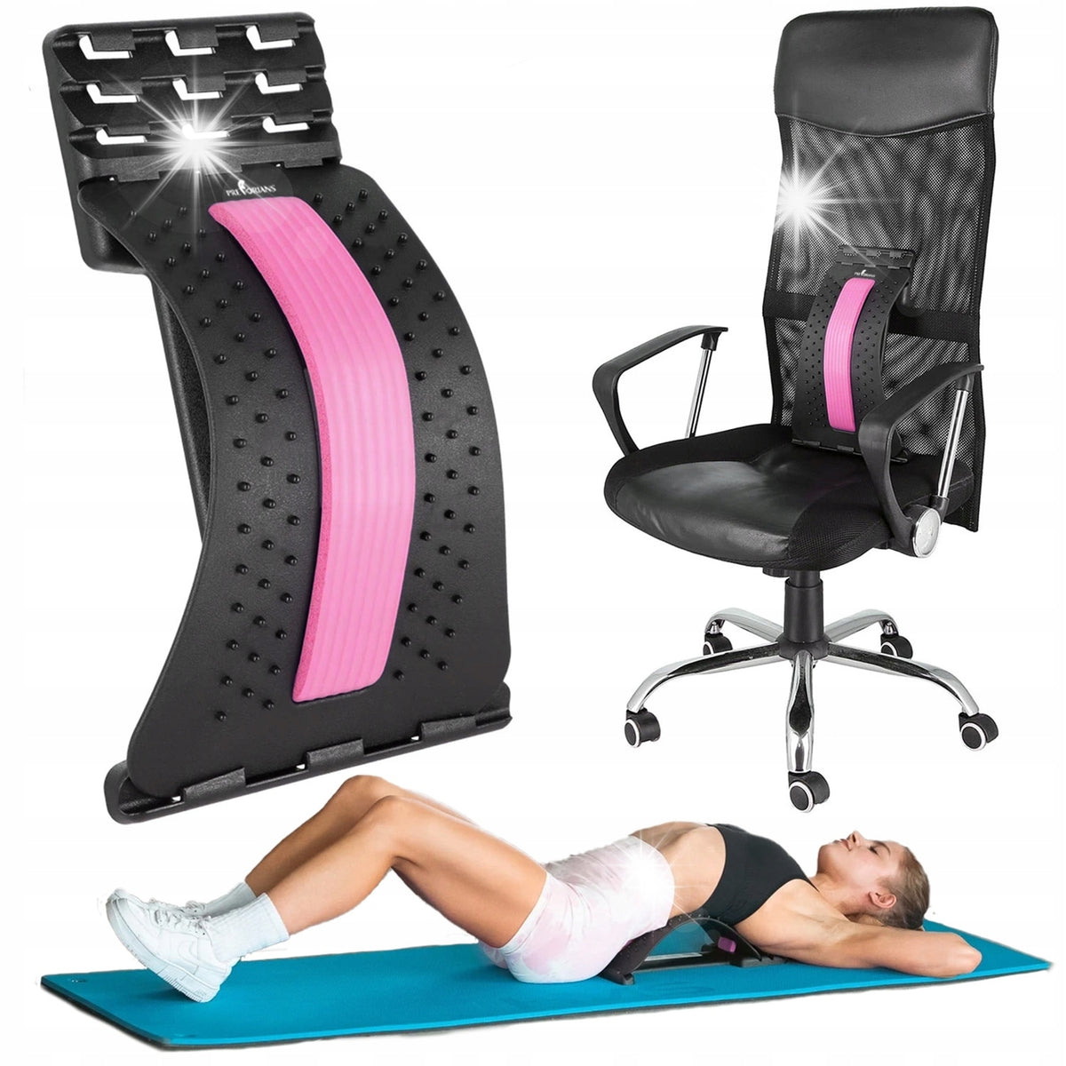 BACK STRETCHING DEVICE SPINE BOARD MAGNETS EXERCISE MASSAGER
