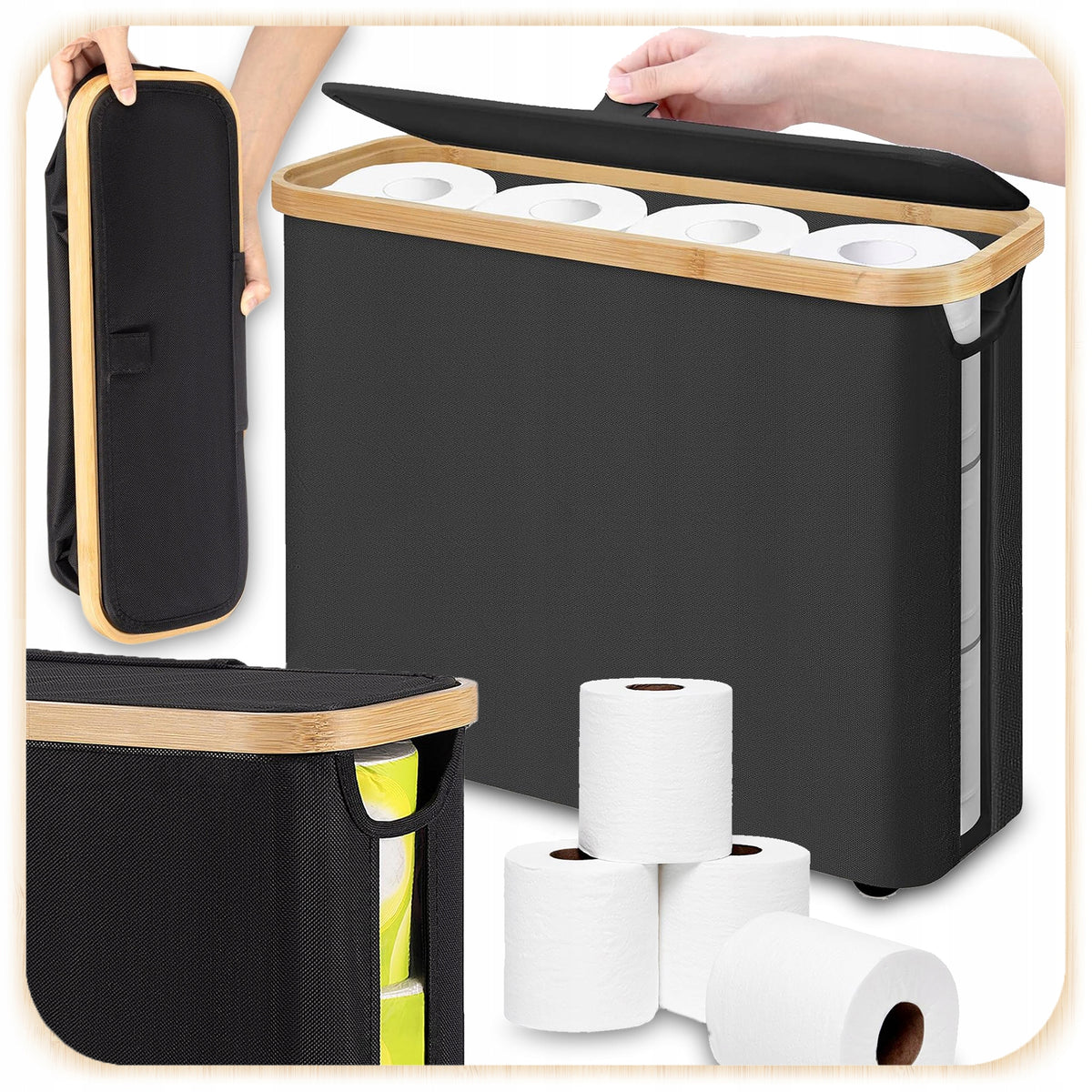 BAG STIFFENED ROOMY LARGE FOLDING FOR BATHROOM TOILET PAPER Packaging status original