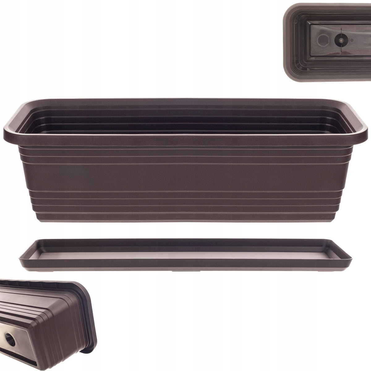 BALCONY FLOWER POT BOX FLOWER POT 50cm + MOCHA STAND